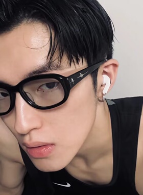 男士黑框近视眼镜架韩版方框高级感纯欲平光镜女可配度数大脸显瘦