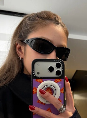 欧美风高级感猫眼弧形墨镜女辣妹方圆脸显瘦时尚遮阳凹造型太阳镜