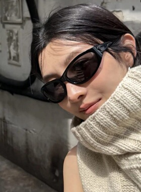韩版Y2K辣妹发箍墨镜女复古老钱风显瘦防紫外线凹造型太阳眼镜潮