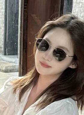 港风小圆复古金属偏光墨镜女款高级感防紫外线显脸小遮阳太阳眼镜