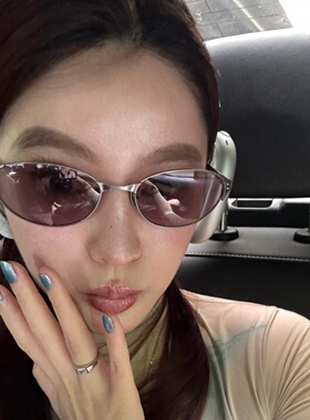 复古金属猫眼紫色墨镜老钱风防紫外线韩版Y2K时髦太阳眼镜甜酷女