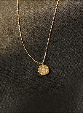 北极星硬币纽扣吊坠项链ins同款