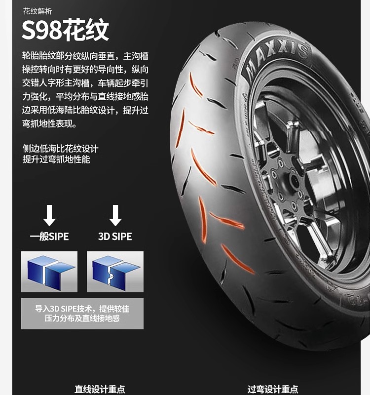 玛吉斯S98/S98ST全热熔轮胎10 12 13寸适用佛沙350 NMAX155摩托车 - 图2