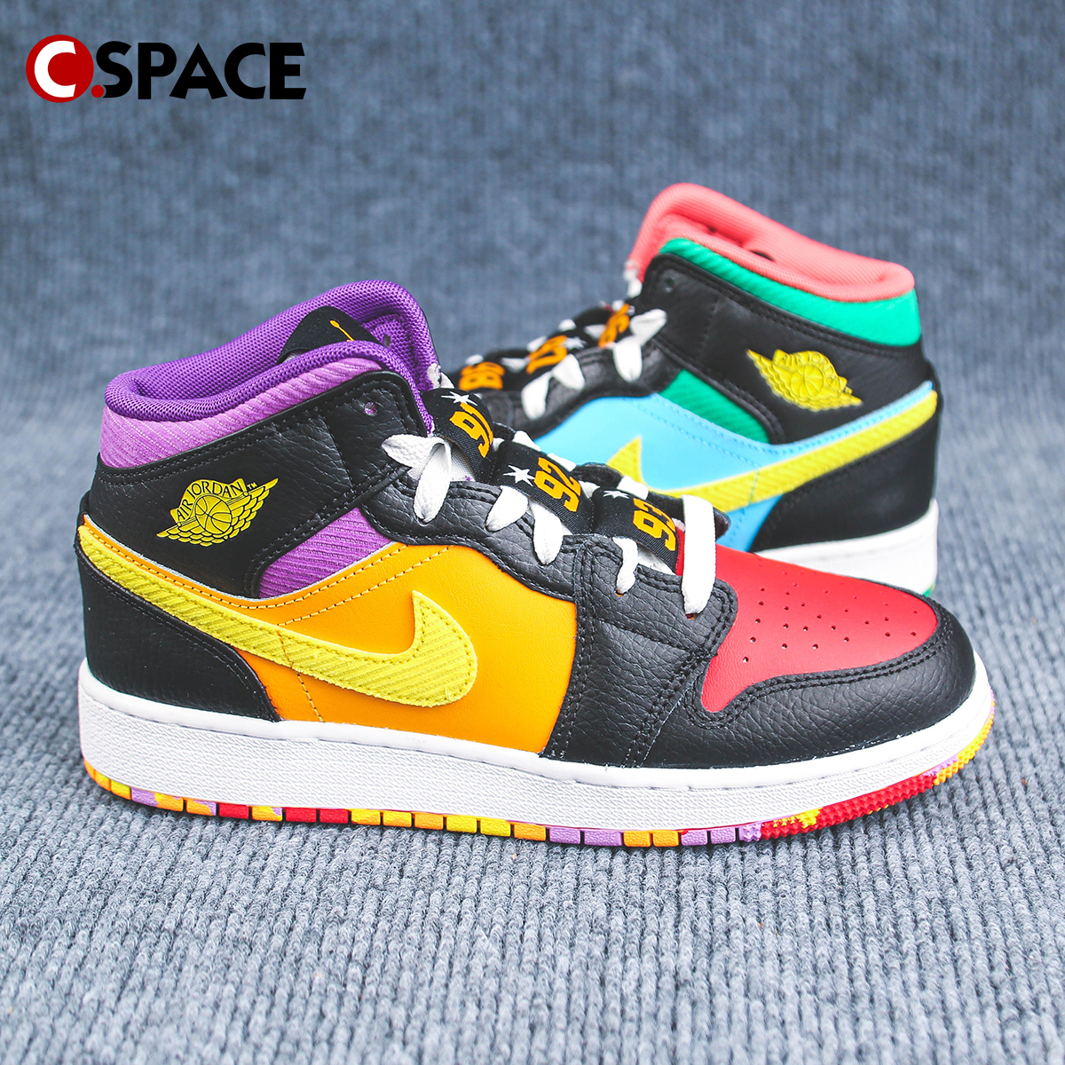 Cspace Air Jordan 1 MID AJ1蓝黑 高帮复古篮球鞋 FD1317-007 - 图0