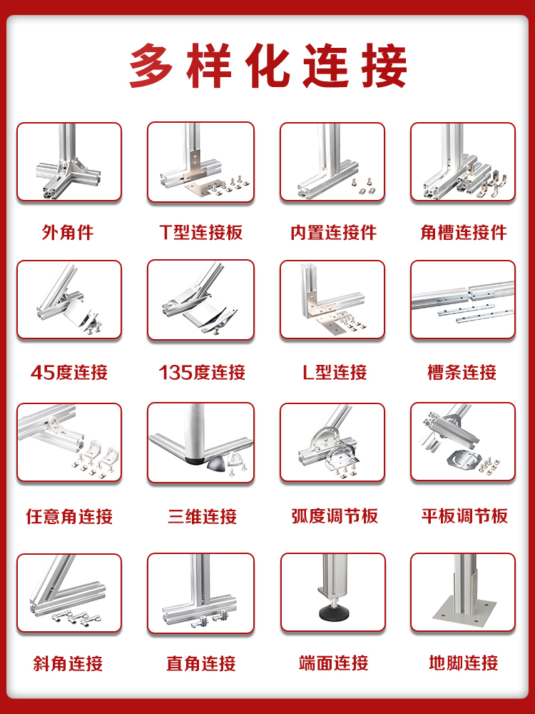 铝型材铝台面铝材深加工雕刻机面板工业铝合金机架护罩架子80120 - 图0