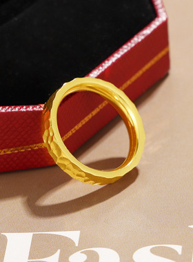 古法锤纹戒钛钢不掉色情侣对戒