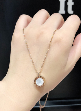 不掉色罗马双面数字简约项链女