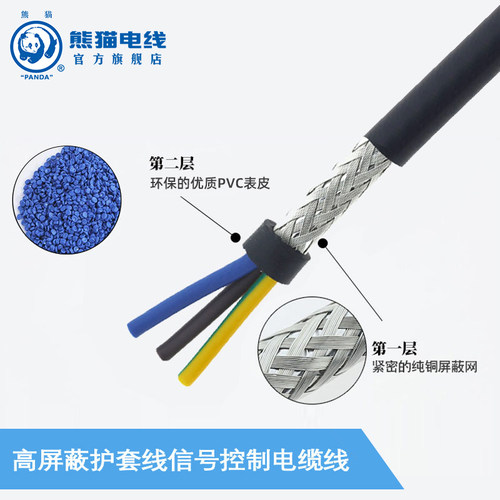厂家直销 熊猫电线RVVP 1*0.2（12/0.15）屏蔽线 100米定制 - 图1