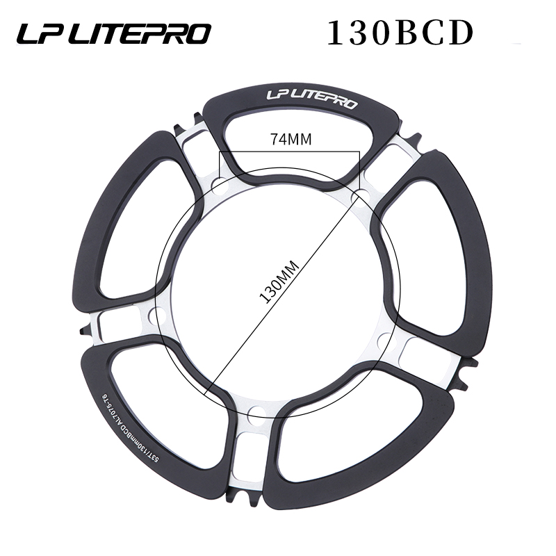 LP litepro折叠自行车花瓣牙盘130BCD单盘53/56/58齿P8/412改装盘-图2