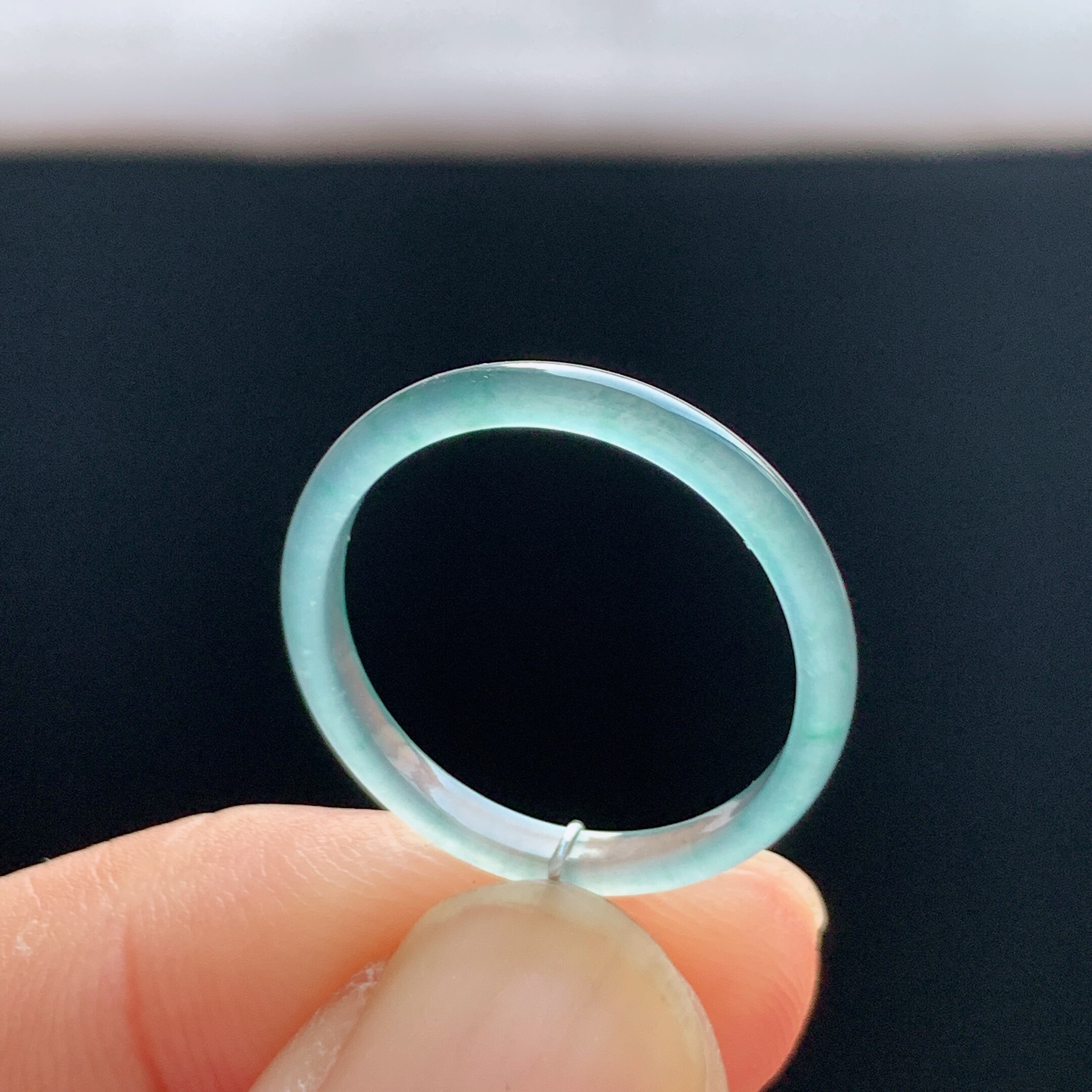 Natural A-grade ice type sky blue jadeite ring