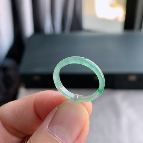 天然A货翡翠 冰种16号飘绿花戒指指环戒圈31400850 - 图1