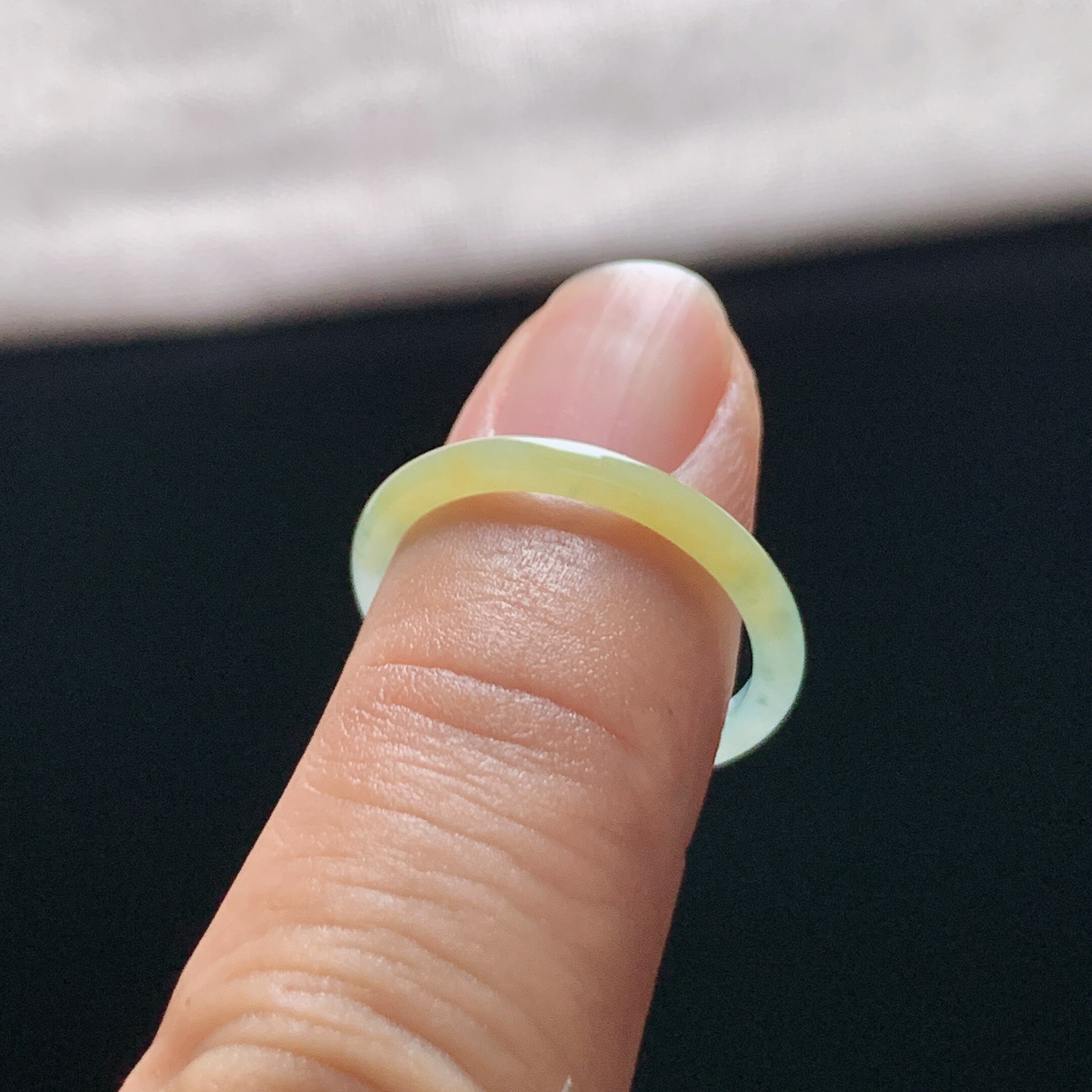 Natural A-grade ice yellow jade ring