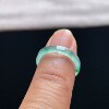 Natural A-grade ice jade floating flower square ring