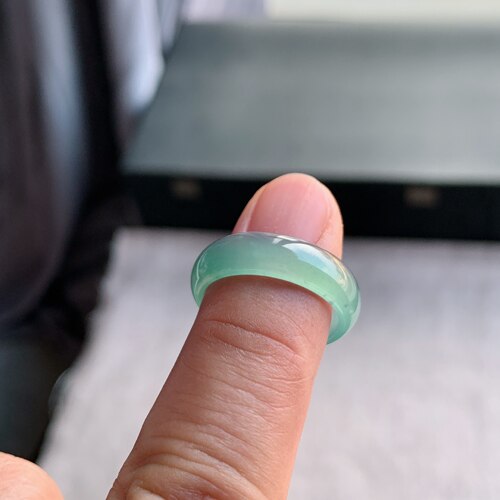 天然A货翡翠 冰种18号天空蓝男女戒指指环素圈戒圈尾戒XNF5 - 图3