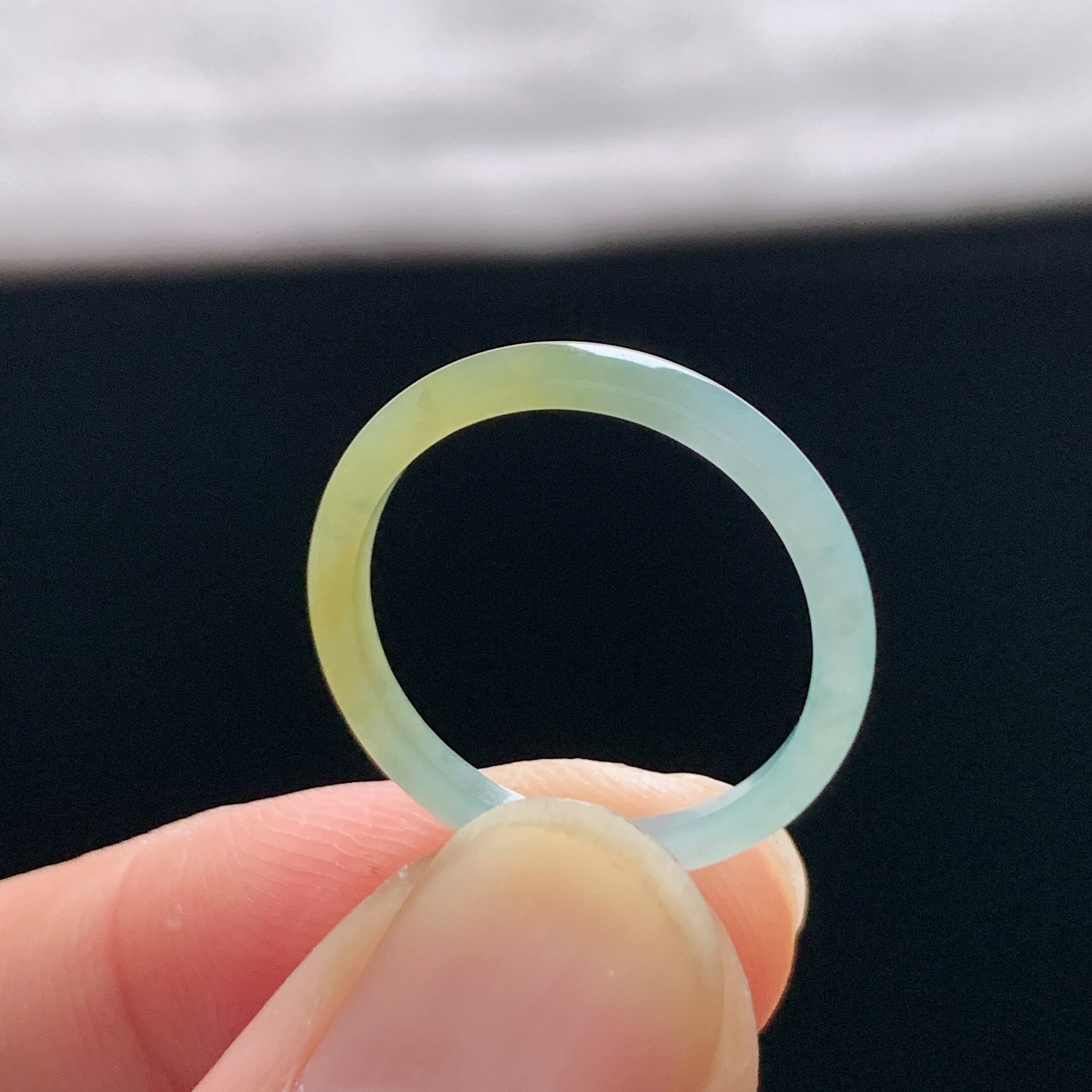Natural A-grade ice yellow jade ring