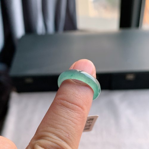 天然A货翡翠 冰种13号天空蓝戒指指环戒圈42100867 - 图2