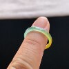 Natural A-grade ice yellow jade square ring