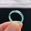 Natural A-grade ice jade floating flower square ring