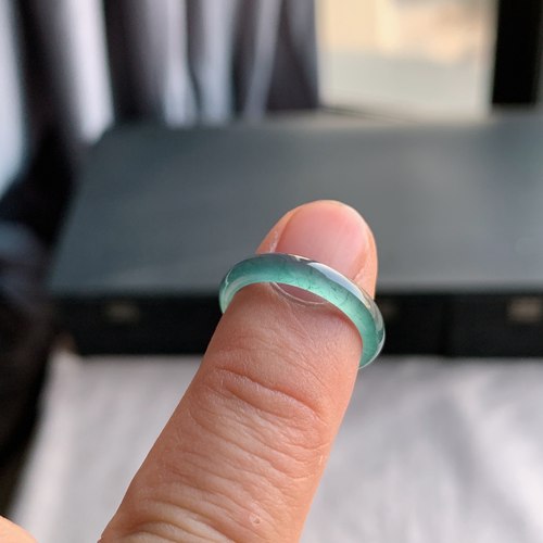 天然A货翡翠 冰种12号牛仔蓝男女戒指指环素圈戒圈尾戒XCE6 - 图2