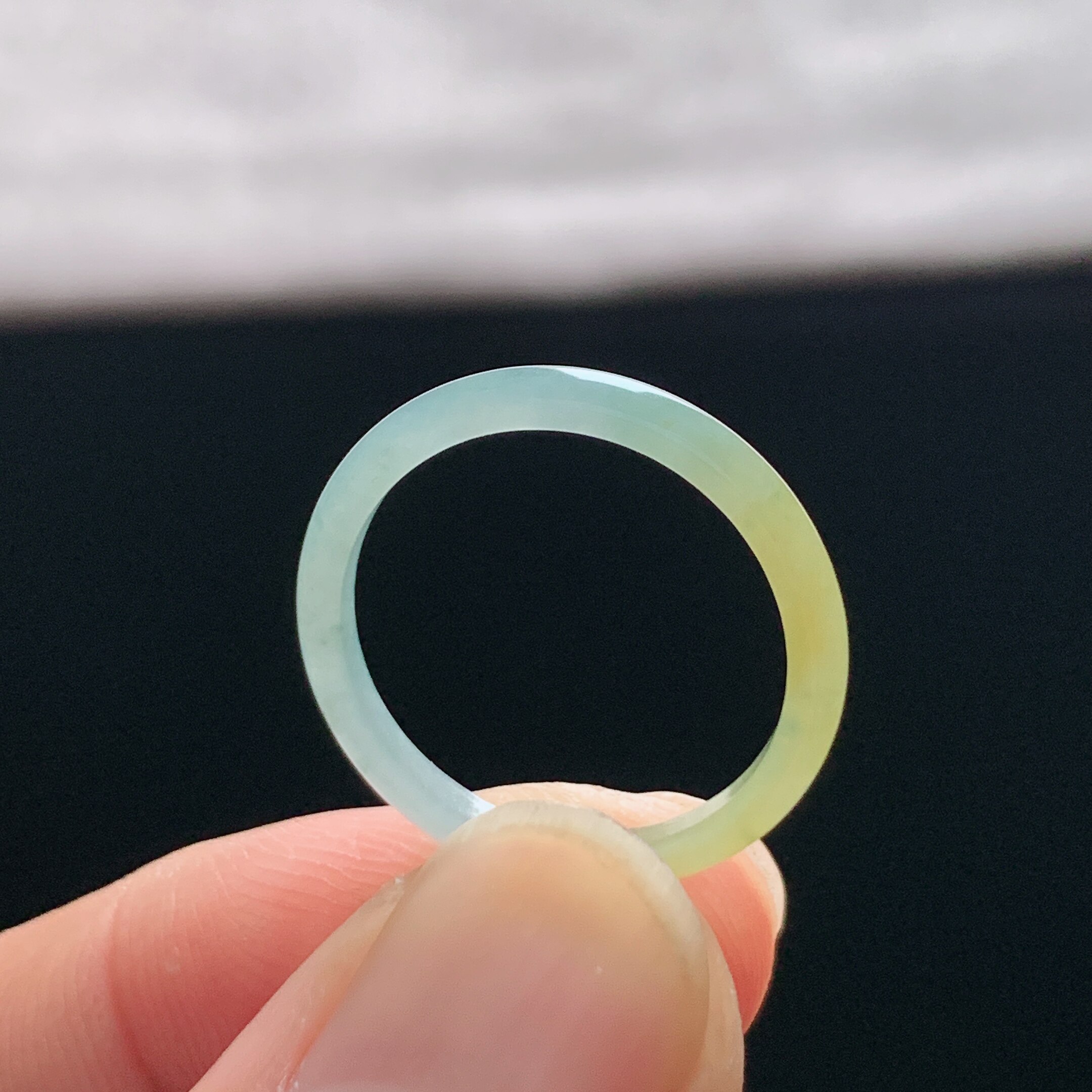 Natural A-grade ice yellow jade ring
