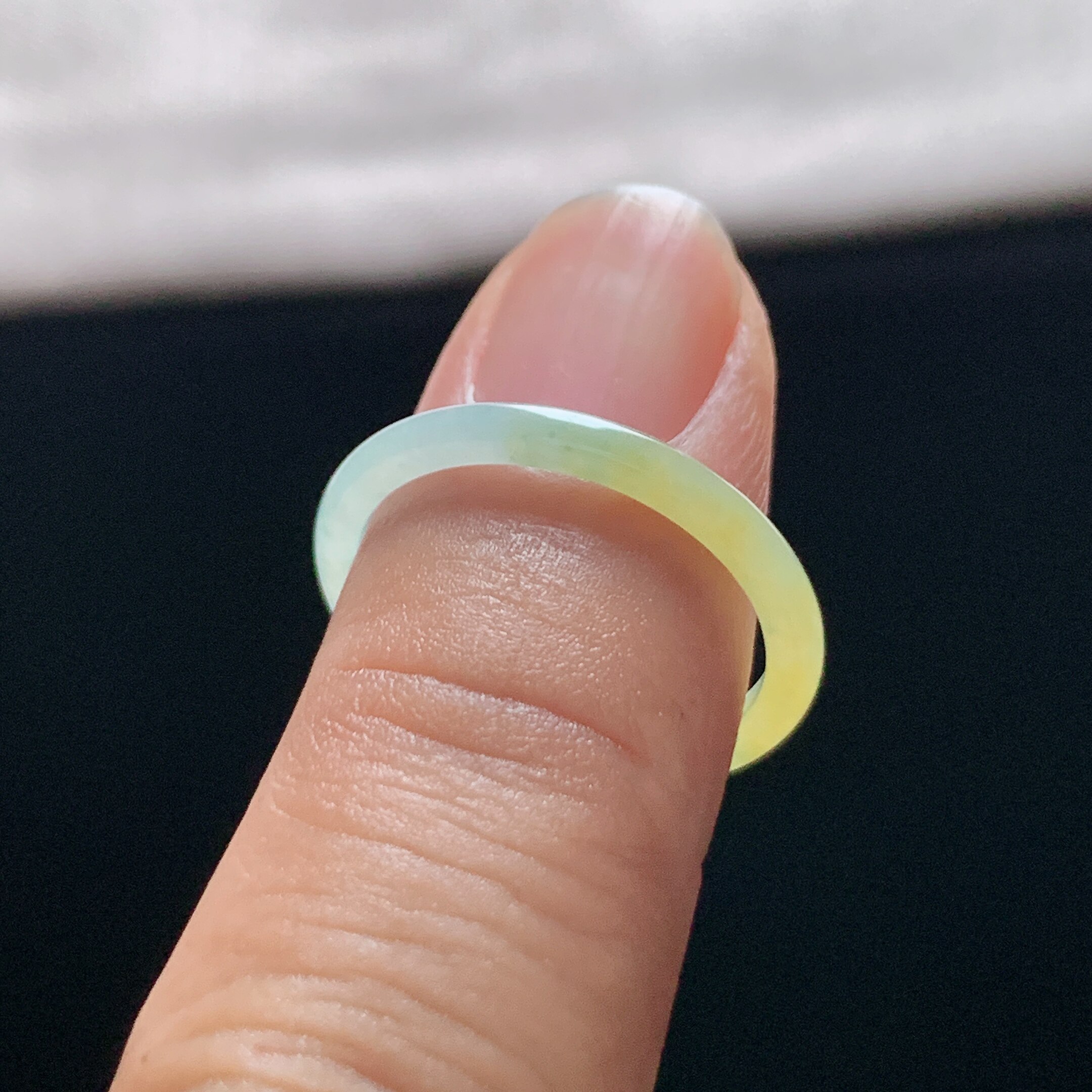 Natural A-grade ice yellow jade ring
