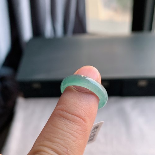 天然A货翡翠 冰种13号天空蓝戒指指环戒圈42100867 - 图3