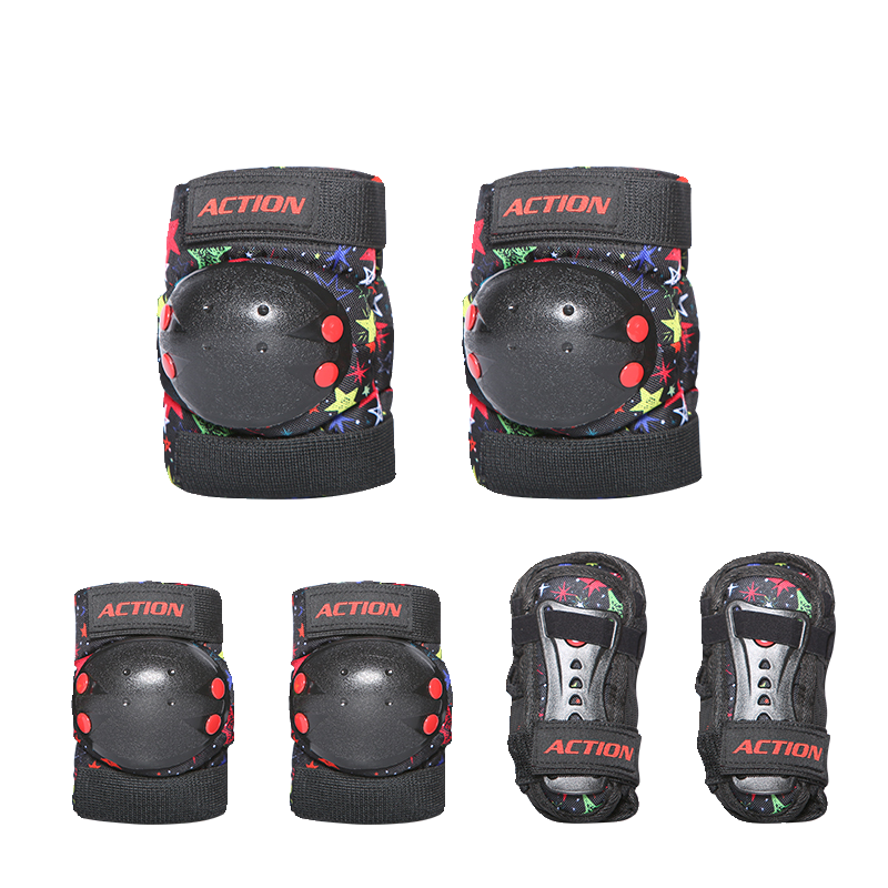 ACTION动感儿童轮滑护具六件套护掌护肘护膝滑板安全防护护具男女 - 图3