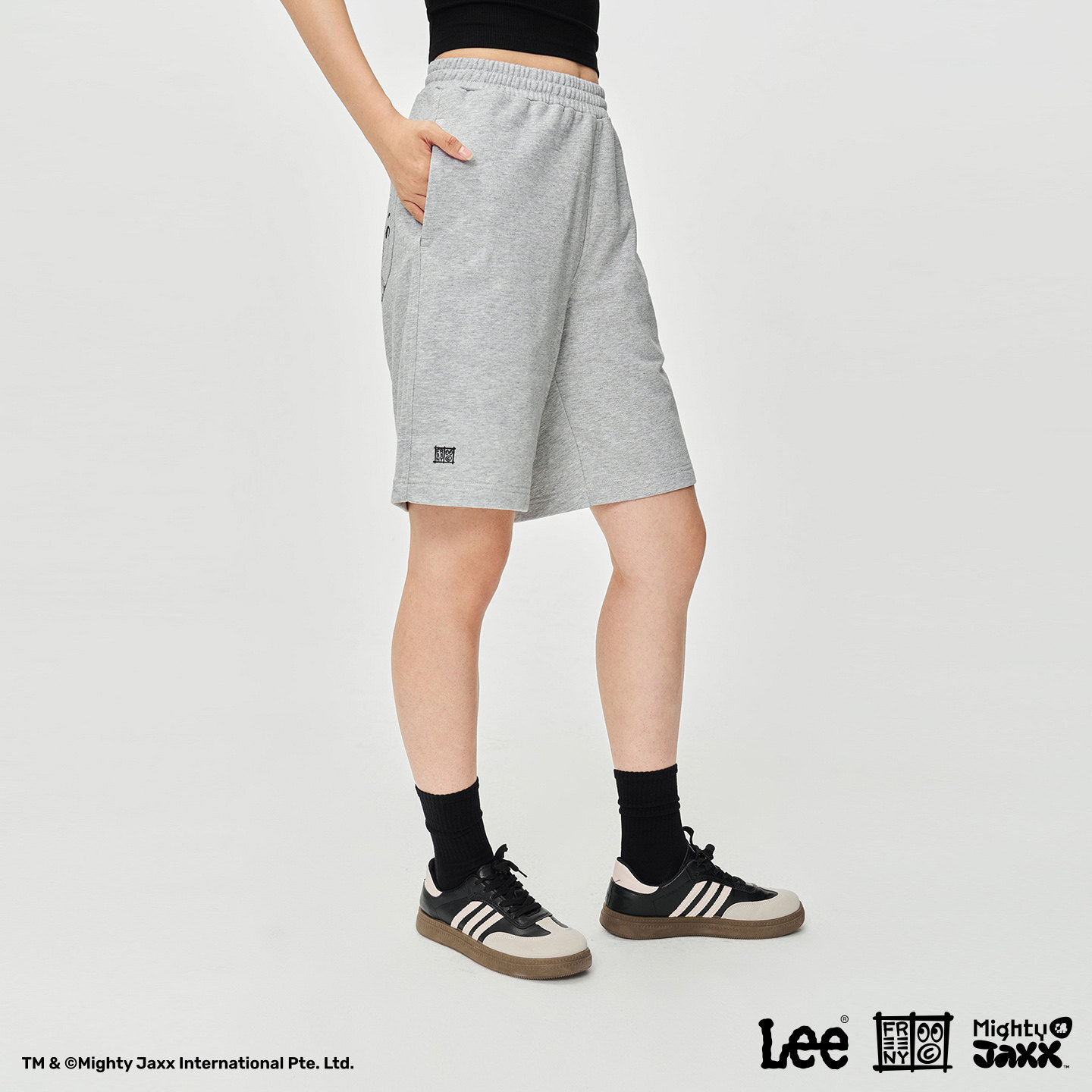 【MIGHTY JAXX联名】Lee商场同款25秋冬新舒适浅花灰男女同款短裤,淘宝优惠券,粉丝福利购,淘宝优惠卷