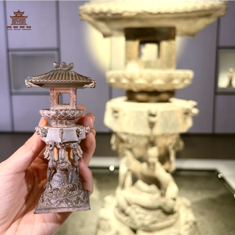 西安碑林博物馆石灯冰箱贴 磁吸复古氛围灯 倒影长安