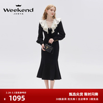 Memories of Windsor -- Zhuoja Weekend 24 Spring new elegant lotus leaf lace Lantern Sleeves Butterfly Knot Fish Tail dress Long dress