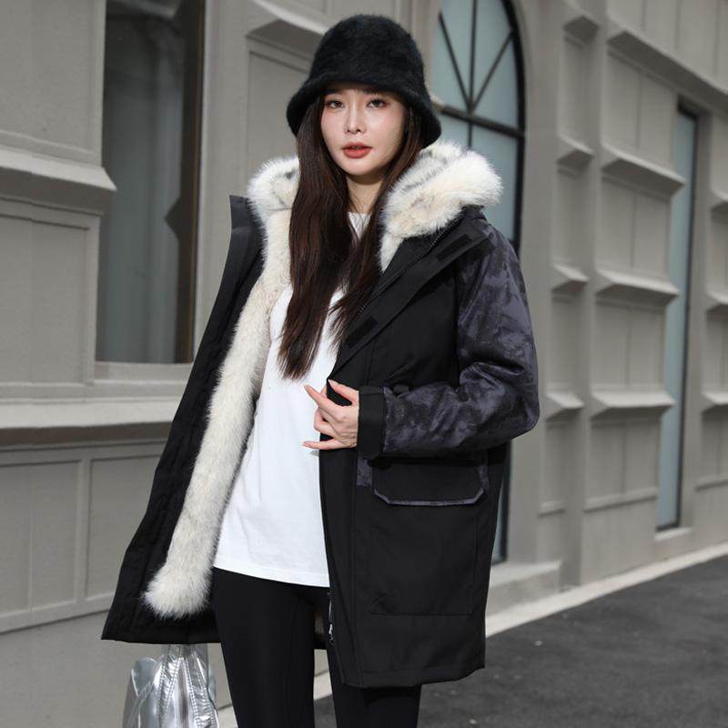 派克服女可拆卸内胆2025年冬新款仿皮草外套皮毛一体连帽加绒大码,淘宝优惠券,粉丝福利购,淘宝优惠卷