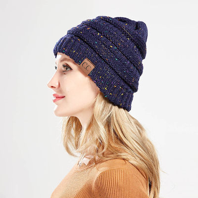 新款花线杂色露顶帽子毛线针织帽秋冬时尚流行女士月子马尾辫帽子 虎窝淘