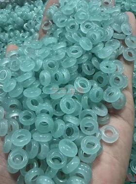 精品天然翡翠色散圆环圈冰晴豆色跑环手工diy饰品配件男女款配饰