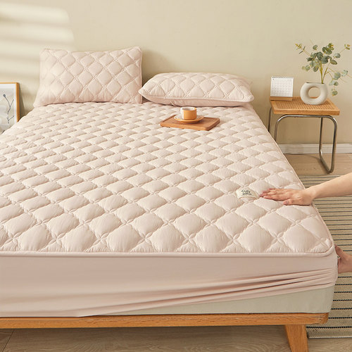 新款纯棉夹棉床笠单件加厚席梦思床垫保护罩全棉抗菌床罩防滑床套 - 图0