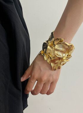 ZA时尚轻奢风复古金色拼接花朵