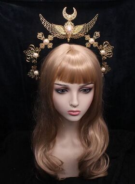 lolita手工太阳皇冠配饰diy材料包洛丽塔王冠 圣诞生日走秀光环配