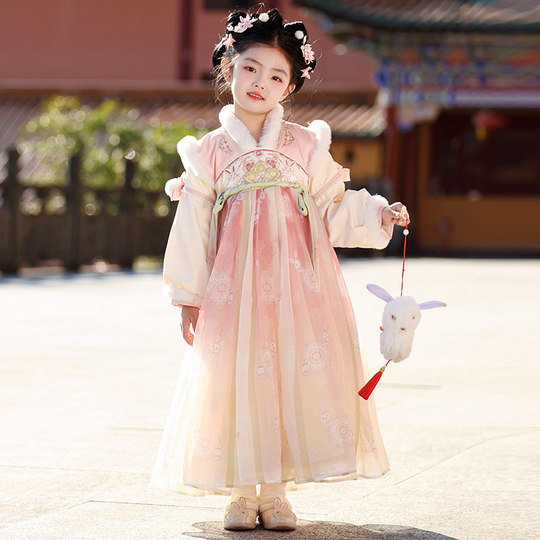 Hanfu Mädchen Herbst und Winter Rock 2025 neue Kinder antike plus Samt Prinzessin Kleid Winter chinesischen Stil Kostüm