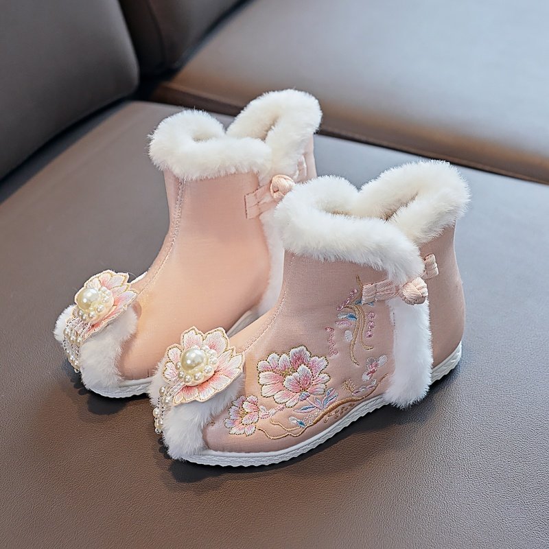 儿童汉服鞋女童古装鞋冬季加绒绣花鞋中国风棉靴民族古风拜年鞋子,淘宝优惠券,粉丝福利购,淘宝优惠卷