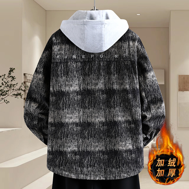 高级感男士加绒加厚牛仔外套2025冬季新款初高中学生连帽夹克棉衣,淘宝优惠券,粉丝福利购,淘宝优惠卷