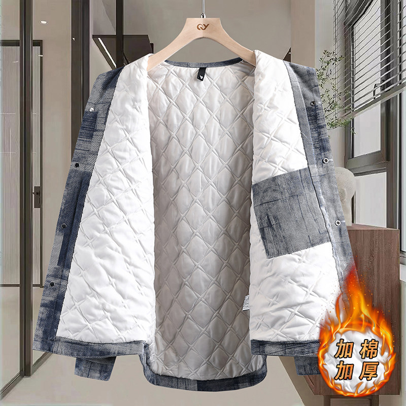 夹棉加厚牛仔外套男秋冬季高级感痞帅二棉夹克青少年学生宽松棉服,淘宝优惠券,粉丝福利购,淘宝优惠卷