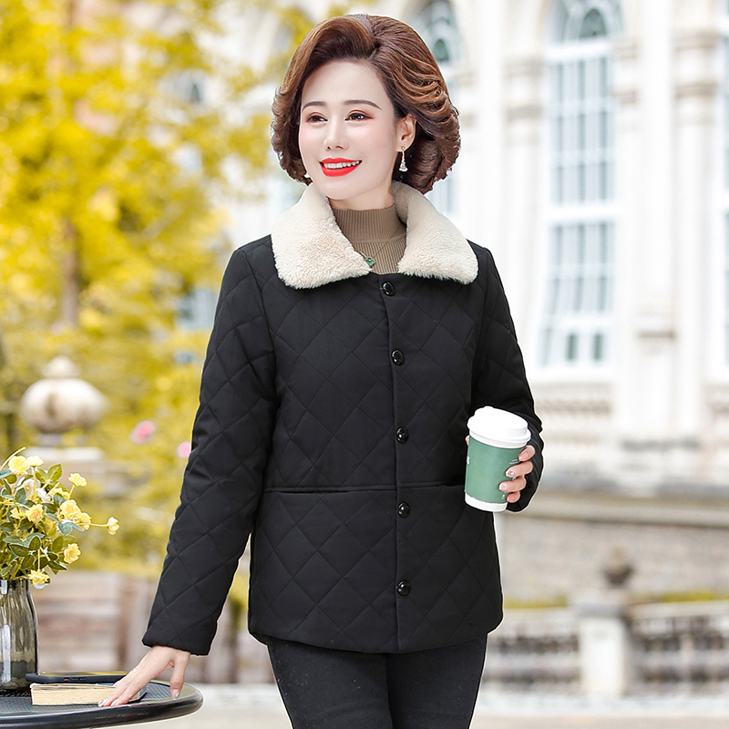 优姿曼旗舰店中年妈妈秋冬装棉衣外套加绒保暖小棉服中老年人女装棉袄时尚上衣2