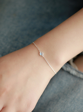 左手天然蓝月光石纯银简约