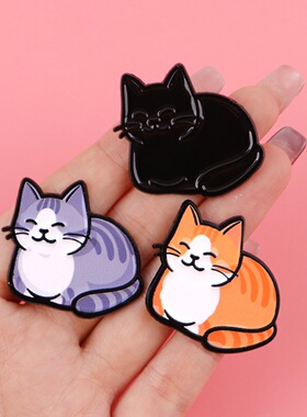可爱卡通揣手手猫猫金属徽章狸花猫奶牛猫胸针个性呆萌衣服包饰品
