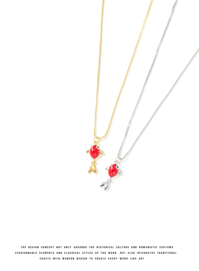 红色金鱼项链小鱼儿锁骨链