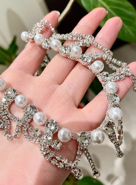 珍珠闪钻流苏项链锁骨链2025新款女小众宴会轻奢气质颈链项圈配饰