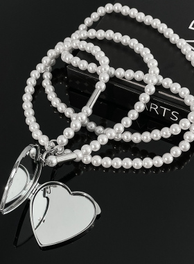 珍珠心形镜子腰带西装配饰吊坠