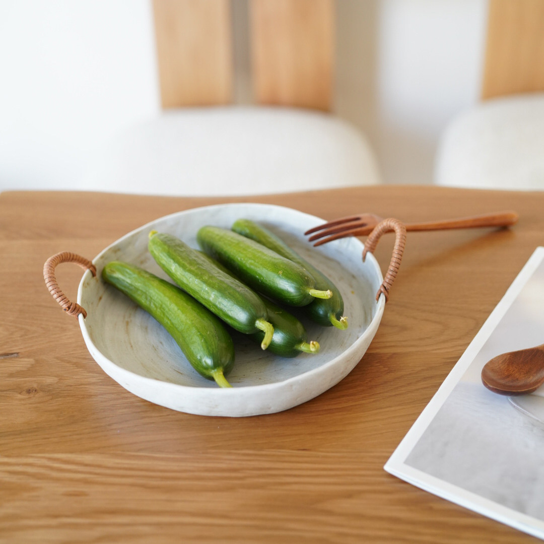 秋野家景德镇手作粗陶果盘日式复古提绳双耳盘茶盘糕点零食盘民宿,淘宝优惠券,粉丝福利购,淘宝优惠卷