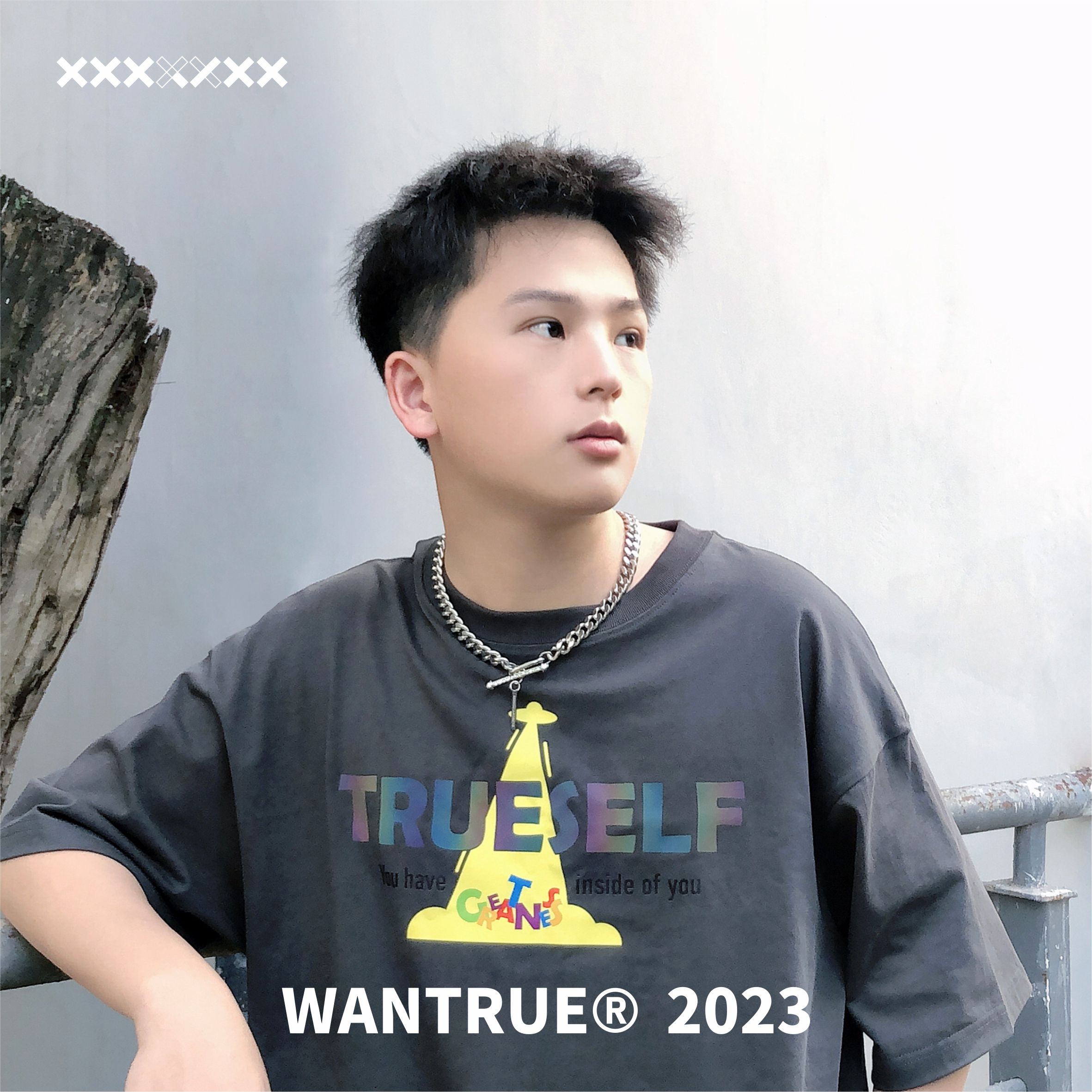 WANTRUE&TRUESELF 23夏无性别潮牌幻彩270G双纱重磅纯棉T恤23001 - 图0