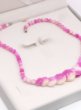 6-14mm圆珠圆饼搭珠天然石项链