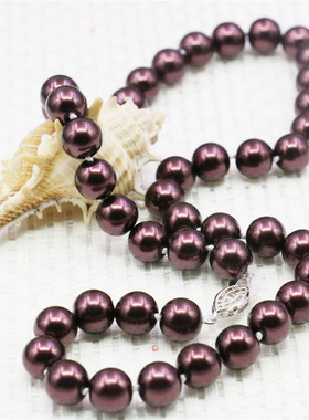 diy棕色玻璃手工礼物珍珠项链